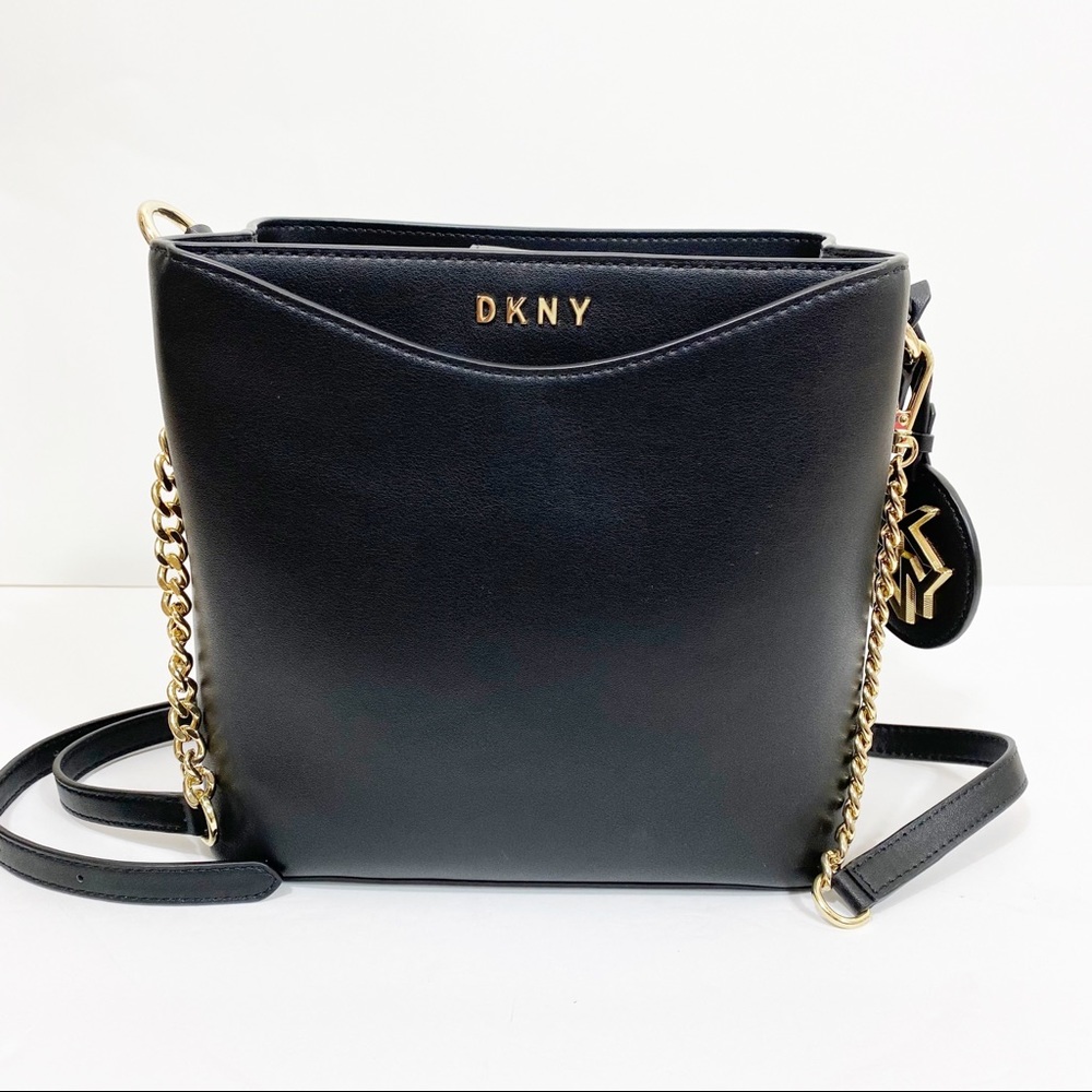 Dkny Dayna Leather Bucket Bag Black Shoulder Crossbody Gem